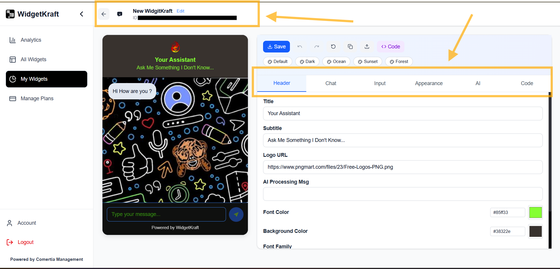 WidgetKraft: Header Tab - Custom title, subtitle, and logo configuration