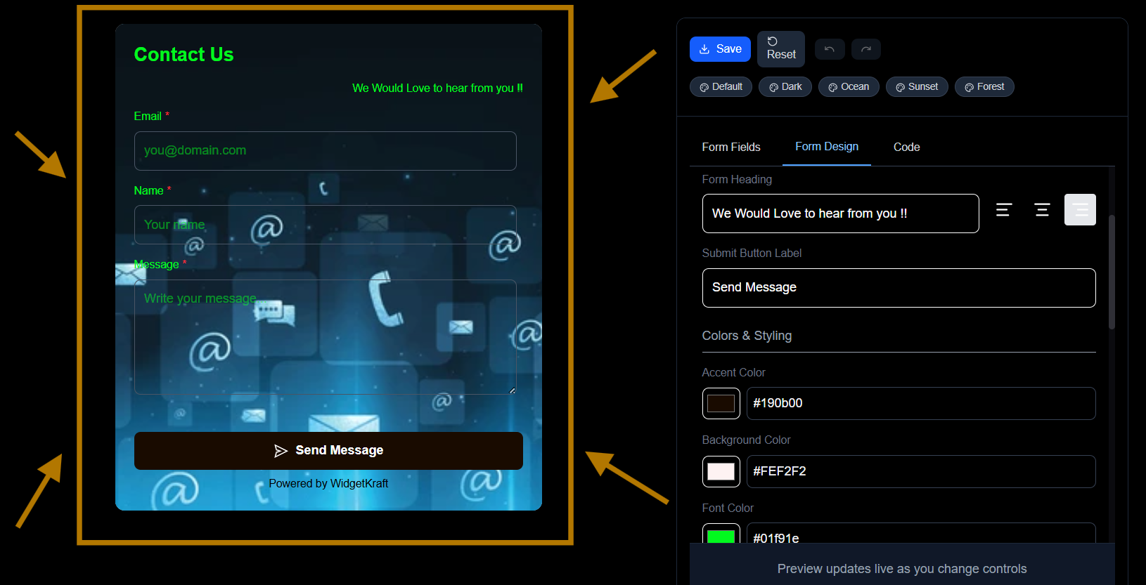 WidgetKraft: Form Design - Live Preview Panel