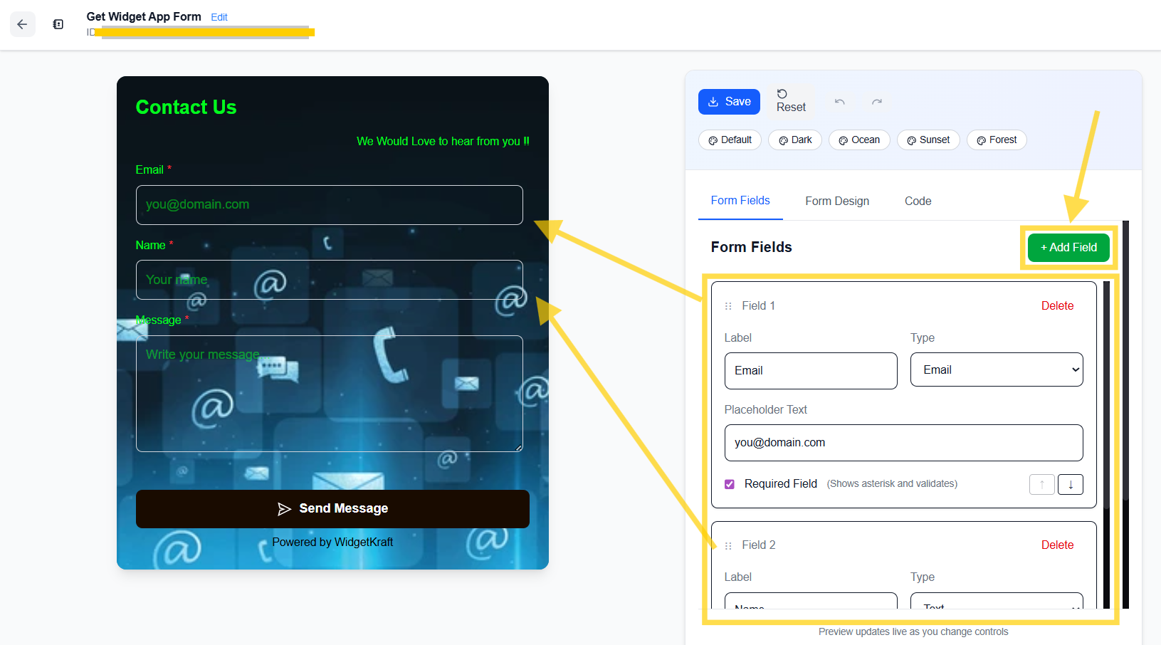 WidgetKraft: Form Fields - Field Settings Panel