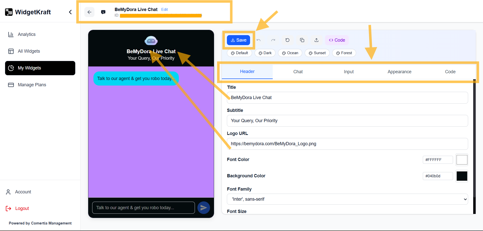 WidgetKraft: Header Tab - Custom title, subtitle, and welcome message